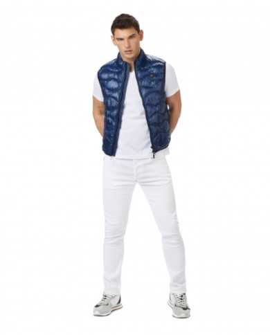 gilet smanicato blu iris da uomo con interno in contrasto | BLAUER