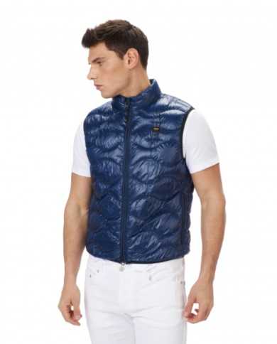 gilet smanicato blu iris da uomo con interno in contrasto | BLAUER