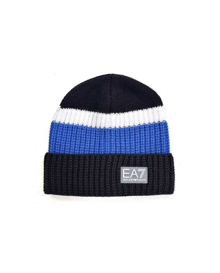 berretto da uomo con fascia tricolore blu, bianco e blu con logo | EA7 berretto da uomo con fascia tricolore blu, bianco e blu con logo | EA7