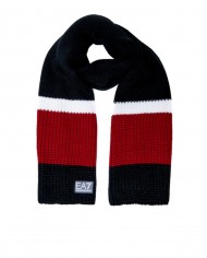 sciarpa uomo con fasce tricolore nero, bianco e rosso con logo | EA7 sciarpa uomo con fasce tricolore nero, bianco e rosso con logo | EA7