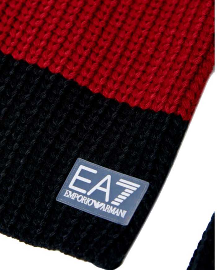 sciarpa uomo con fasce tricolore nero, bianco e rosso con logo | EA7