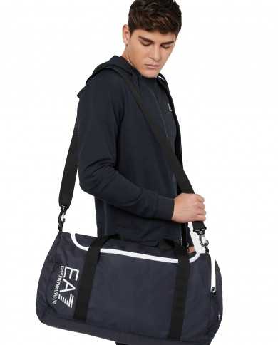 borsone nero da uomo con tracolla e patch logo ricamata | EA7