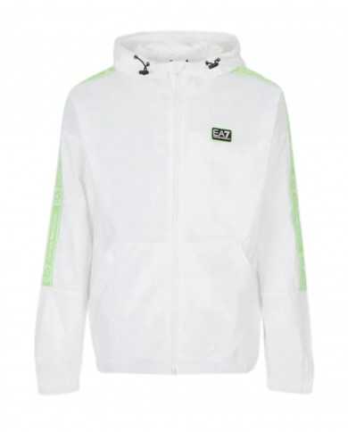 bomber impermeabile bianco con stripes logate e logo gommato | EA7