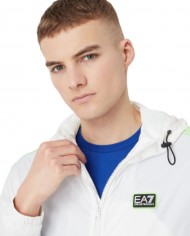 bomber impermeabile bianco con stripes logate e logo gommato | EA7 bomber impermeabile bianco con stripes logate e logo gommato | EA7