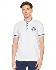 polo bianca da uomo con dettagli stripes e logo sul petto | EA7 polo bianca da uomo con dettagli stripes e logo sul petto | EA7