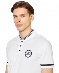 polo bianca da uomo con dettagli stripes e logo sul petto | EA7 polo bianca da uomo con dettagli stripes e logo sul petto | EA7
