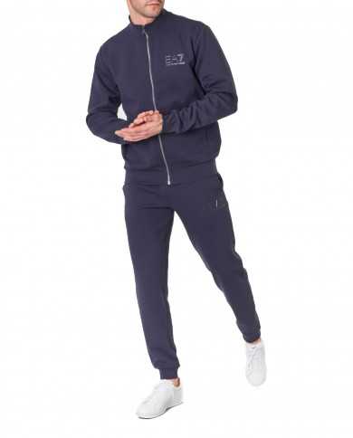 felpa navy blue da uomo con logo in rilievo argentato | EA7