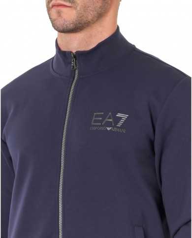 felpa navy blue da uomo con logo in rilievo argentato | EA7