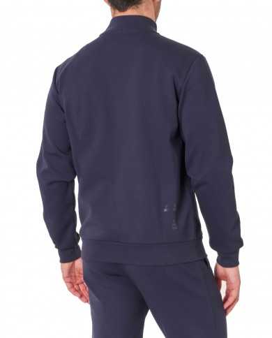 felpa navy blue da uomo con logo in rilievo argentato | EA7