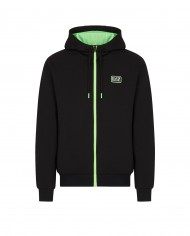 felpa nera a uomo con interno verde fluo e logo con scritta | EA7 felpa nera a uomo con interno verde fluo e logo con scritta | EA7