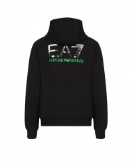 felpa nera a uomo con interno verde fluo e logo con scritta | EA7 felpa nera a uomo con interno verde fluo e logo con scritta | EA7