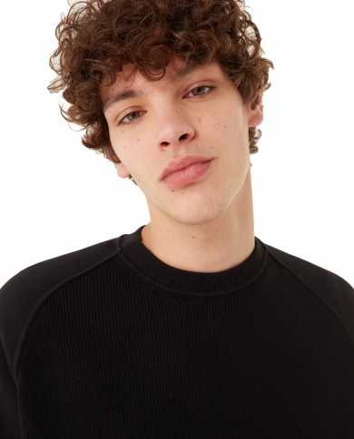 felpa nero da uomo con etichetta logata in fondo davanti | EA7 felpa nero da uomo con etichetta logata in fondo davanti | EA7