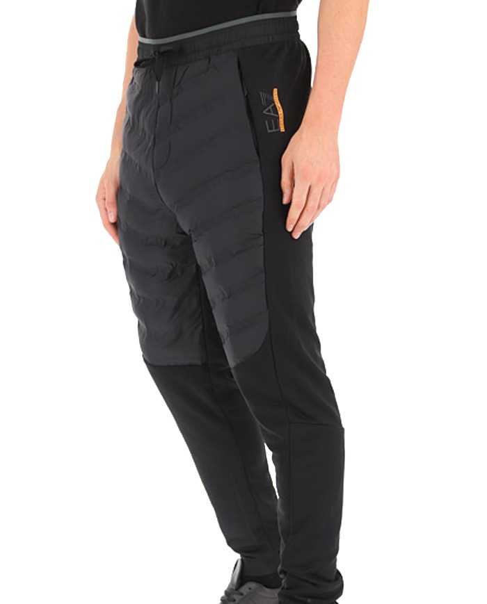 pantaloni nero da uomo con inserti trapuntati e logo | EA7 pantaloni nero da uomo con inserti trapuntati e logo | EA7