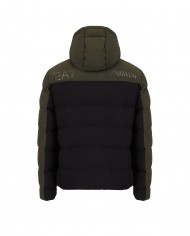 giacca bicolor imbottita nera da uomo con logo esteso sul retro | EA7