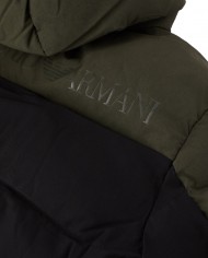 giacca bicolor imbottita nera da uomo con logo esteso sul retro | EA7