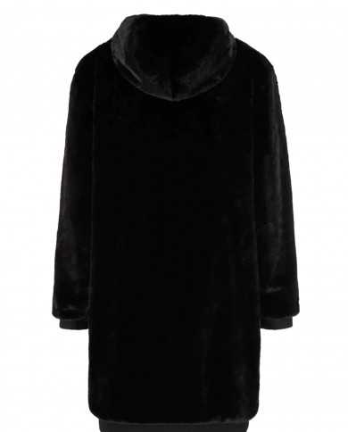 giaccone lungo nero da uomo con logo patch con numero 70 | EA7