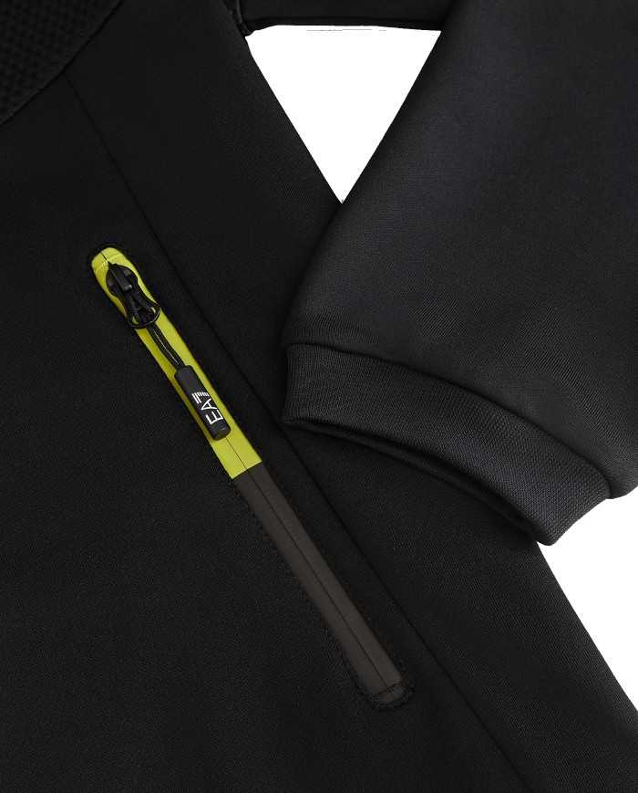 felpa nera urban design da uomo a collo alto e dettagli fluo | EA7