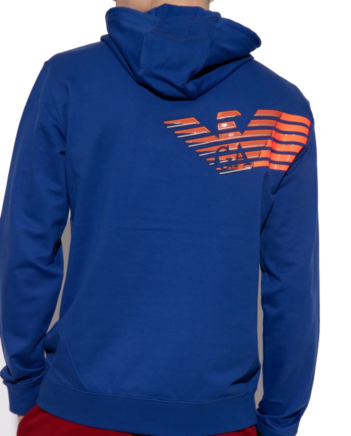 felpa mazarine blue da uomo con logo e maxi disegno EA7