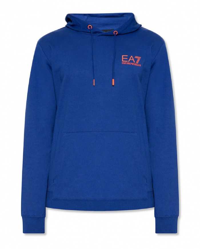 felpa mazarine blue da uomo con logo e maxi disegno | EA7