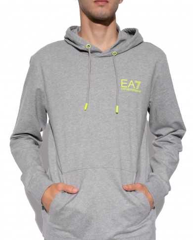 felpa medium gray melange da uomo con logo e maxi disegno | EA7