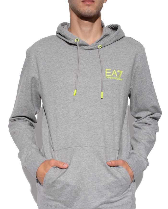 felpa medium gray melange da uomo con logo e maxi disegno | EA7 felpa medium gray melange da uomo con logo e maxi disegno | EA7
