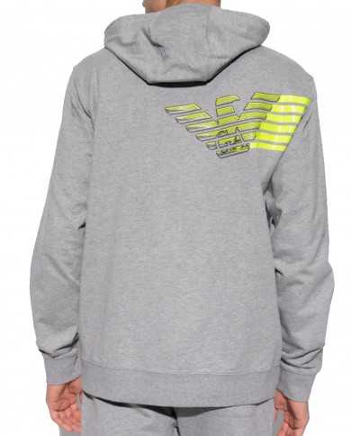 felpa medium gray melange da uomo con logo e maxi disegno | EA7
