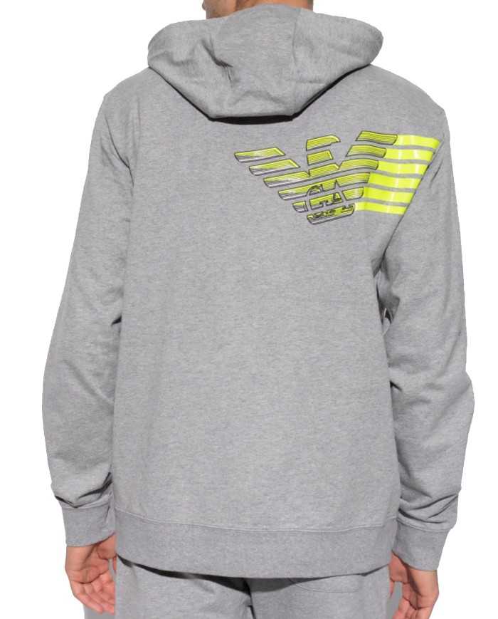 felpa medium gray melange da uomo con logo e maxi disegno | EA7 felpa medium gray melange da uomo con logo e maxi disegno | EA7
