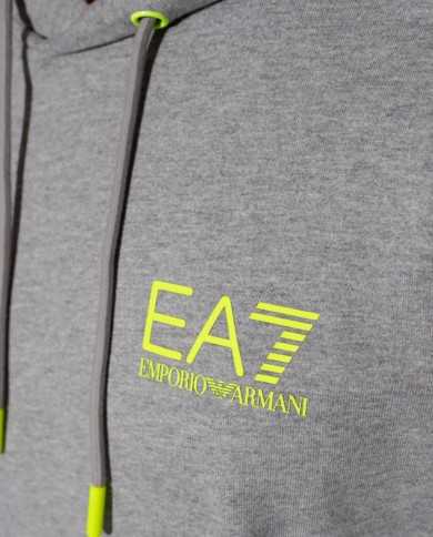 felpa medium gray melange da uomo con logo e maxi disegno | EA7