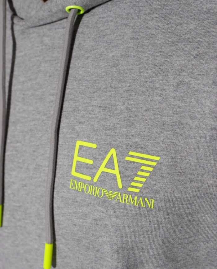 felpa medium gray melange da uomo con logo e maxi disegno | EA7