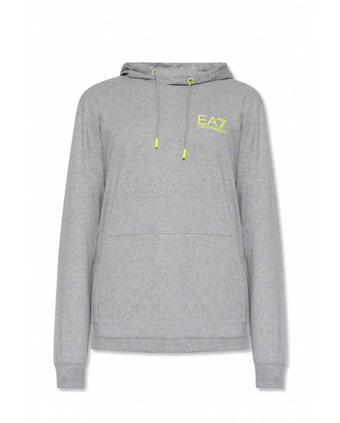 felpa medium gray melange da uomo con logo e maxi disegno | EA7