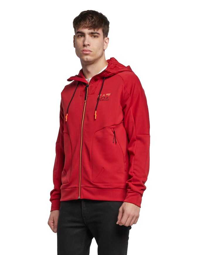felpa red dahlia da uomo con stripes, logo e patch | EA7 felpa red dahlia da uomo con stripes, logo e patch | EA7