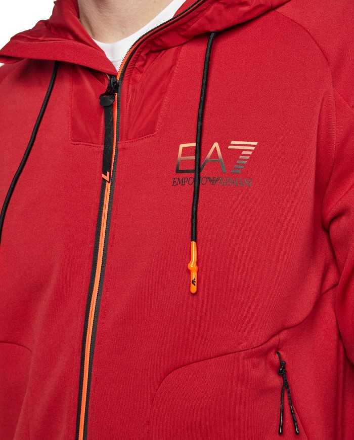 felpa red dahlia da uomo con stripes, logo e patch | EA7