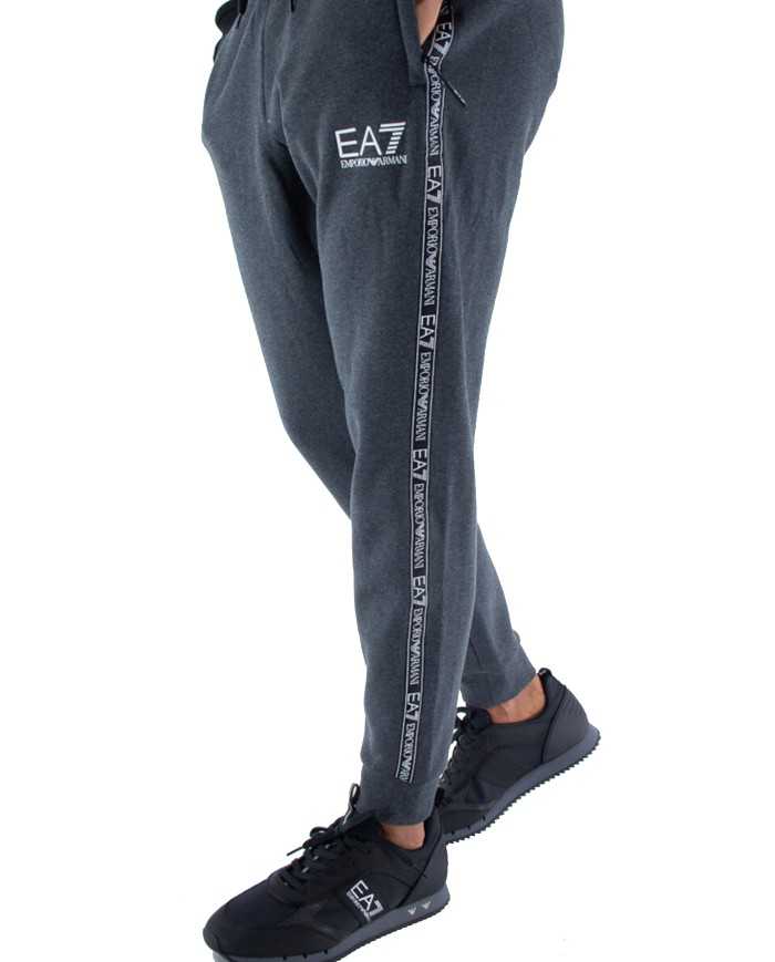 pantaloni tuta jogger carbon mel da uomo con bande logate | EA7