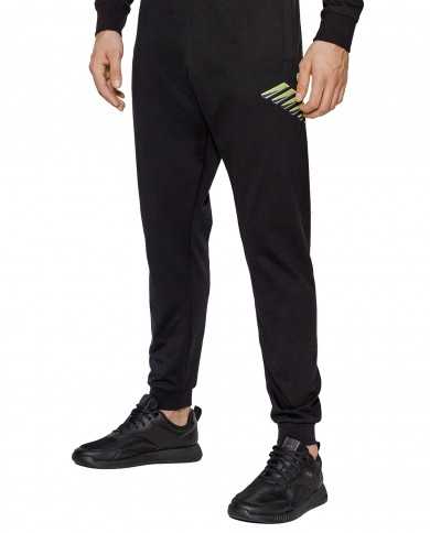 pantaloni neri da uomo con logo maxi aquila fluo con stripes | EA7
