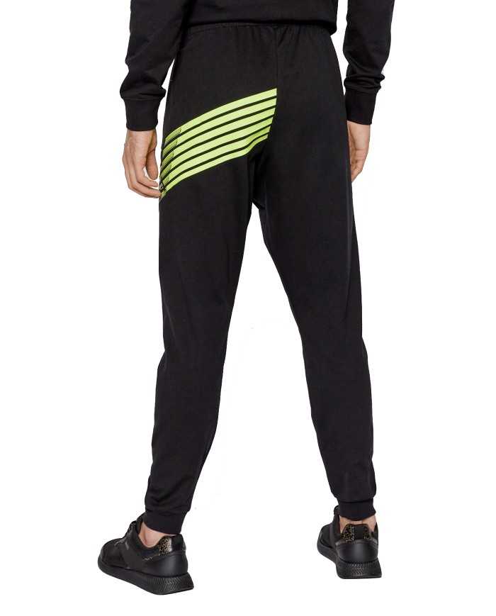 pantaloni neri da uomo con logo maxi aquila fluo con stripes | EA7 pantaloni neri da uomo con logo maxi aquila fluo con stripes | EA7