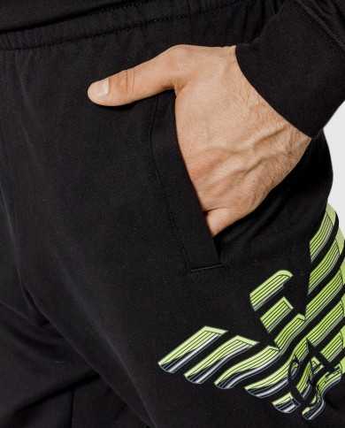 pantaloni neri da uomo con logo maxi aquila fluo con stripes | EA7