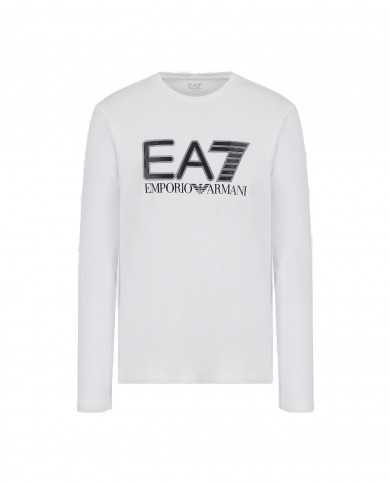 maglia bianca da uomo con maxi logo frontale | EA7