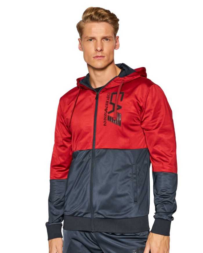 EA7 Armani Tuta Uomo 6KPV58 PJCNZ A-ET con Cappuccio Blu scuro Ross... EA7 Armani Tuta Uomo 6KPV58 PJCNZ A-ET con Cappuccio Blu scuro Ross...