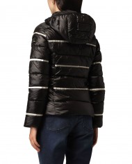 piumino nero da donna con stripes sottili e logo | EA7 piumino nero da donna con stripes sottili e logo | EA7