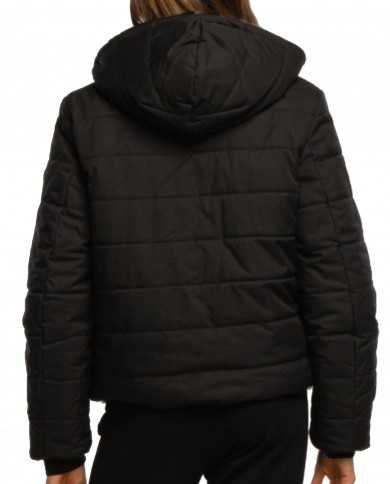 giacca nera da donna reversibile con scudo logato dentro e fuori | EA7