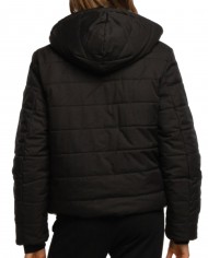 giacca nera da donna reversibile con scudo logato dentro e fuori | EA7