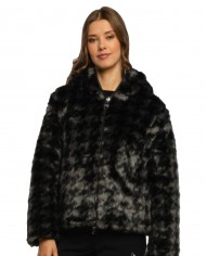 giacca nera da donna reversibile con scudo logato dentro e fuori | EA7