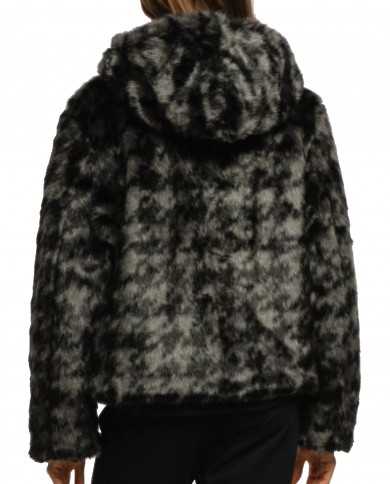 giacca nera da donna reversibile con scudo logato dentro e fuori | EA7