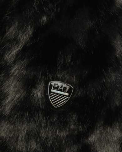 giacca nera da donna reversibile con scudo logato dentro e fuori | EA7