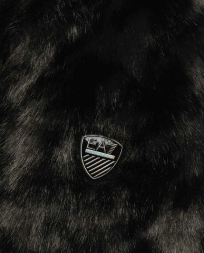 giacca nera da donna reversibile con scudo logato dentro e fuori | EA7