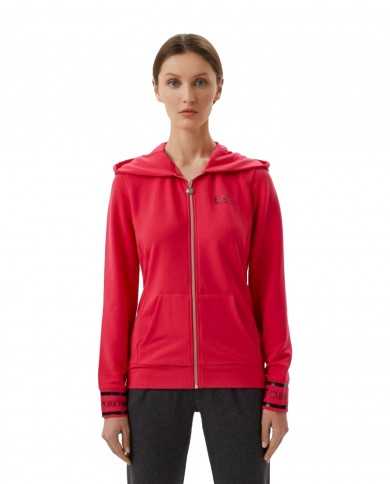 felpa rose red da donna con logo stampato in piccolo sul petto | EA7