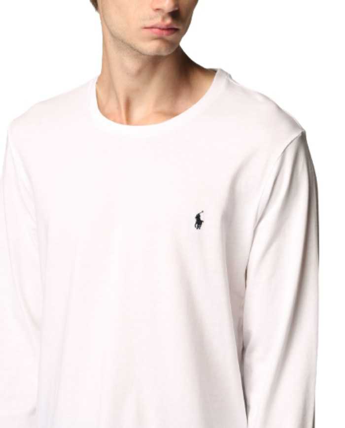 maglia a manica lunga bianca da uomo logato sul petto | RALPH LAUREN