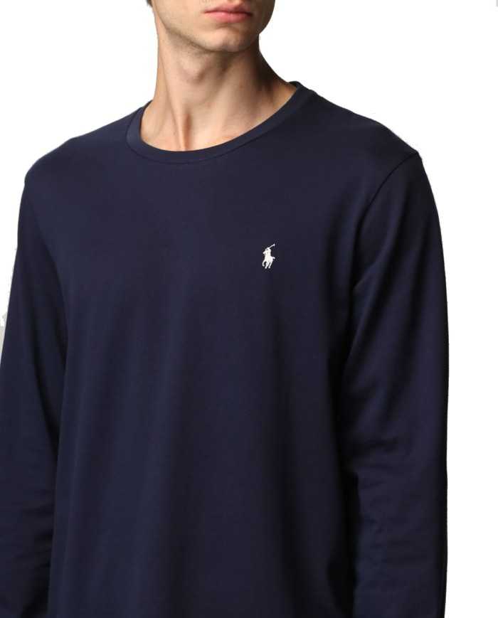 maglia a manica lunga navy da uomo logato sul petto | RALPH LAUREN