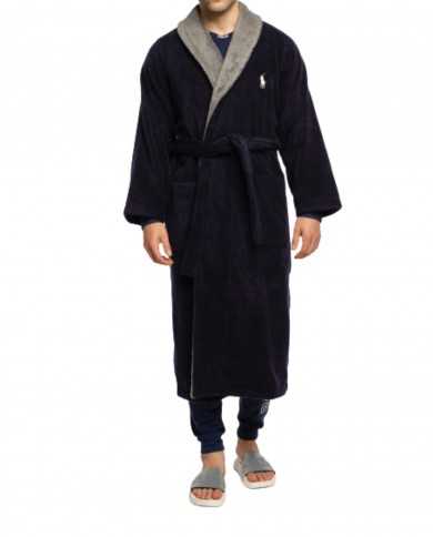 accappatoio navy da uomo con maxi e mini logo | RALPH LAUREN
