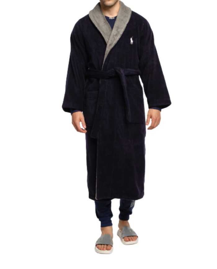 accappatoio navy da uomo con maxi e mini logo | RALPH LAUREN